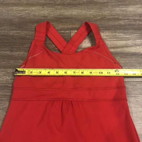 Athleta Tank Top XXS Red w/ Sports Bra Slim Fit Wide Racerback Straps - Picture 5 of 12